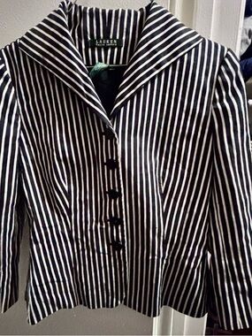 Ralph Lauren Black and White Striped Women's Blazer